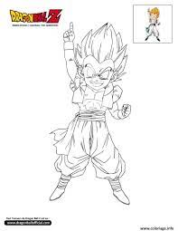 coloriage dbz gotenks sur le point de frapper dragon ball z officiel a imprimer lion