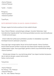 Perkongsian surat resignation letter notis sebulan dan 24 jam pelbagai alasan berhenti. Maukerja On Twitter Https T Co Aygvp2cvhm 6 Contoh Template Surat Berhenti Kerja Dalam Bahasa Malaysia Notis Sebulan Notis 24 Jam Notis Serta Merta Notis Menyambung Pelajaran Https T Co Eid0tacs3n