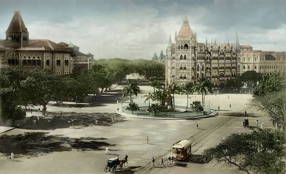 Late 19th Century - Early 20th Century. British India, Bombay (Mumbai). Esplanade Road. Restored from a faded postcard. Updated Restoration.