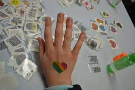These tattoos are applied with a stencil, brush and body glitter; Are Temporary Tattoos A Health Risk To Children