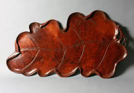 6232 a bur elm wood tray carved as a leaf japan 20th century shōwa period gregg baker asian art carving asian art wood