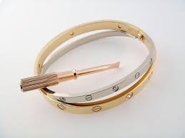 Cartier Double Love Bracelet In 18k White And Pink Gold With 12 Diamonds Size 17 Love Bracelets Pink Bracelet Diamond Sizes