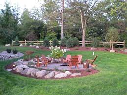 Project Gallery Sloped Backyard Rustic Fire Pits Fire Pit Backyard