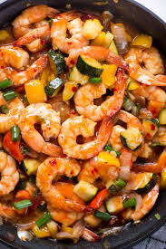 In a large bowl, toss the shrimp, zucchini, tomatoes, oil and 1/2 tsp each salt and pepper and thread onto skewers. Sweet Chilli Shrimp Stir Fry The Flavours Of Kitchen