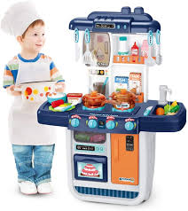 Maybe you would like to learn more about one of these? Buy Elf Lab Kitchen Playset Kids Pretend Play Kitchen With Cooking Accessories Set Toy Kitchen Sets With Play Sink Realistic Lights Sounds And Simulation Of Spray For Grils And Boys Ages 3 Blue Online