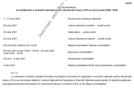 Probele scrise încep pe 22 iunie și se termină pe 25 iunie, potrivit calendarului evaluări naționale publicat de ministerul educației, după care urmează eventualele contestații și publicarea rezultatelor finale, pe 4 iulie. Oficial Calendar Evaluarea NaÈ›ionalÄƒ 2021 Examenele Incep Pe 22 Iunie Cu Proba ScrisÄƒ La Limba RomanÄƒ Edupedu Ro