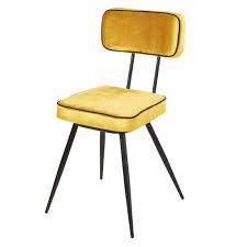 Chaise En Velours Jaune Et Metal Noir Clapper Maisons Du Monde Chaise Metal Metal Noir Fauteuil Velours