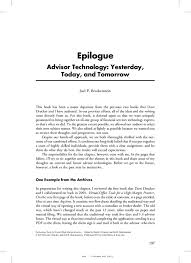 / what is an epilogue?: Epilogue Advisor Technology Yesterday Today And Tomorrow Technology Tools For Today S High Margin Practice Wiley Online Library