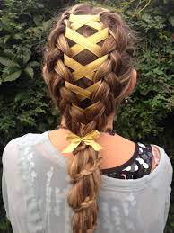 Check out our satin ribbon braid selection for the very best in unique or custom, handmade pieces from our quilting shops. Corset Ribbon Braid Into A Carousel Braided Ponytail Hair Braids Hair Styles Braided Hairstyles Long Hair Styles