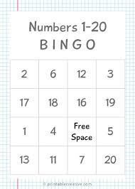 This bingo card has 34 images and a free space. Numbers 1 20 Bingo