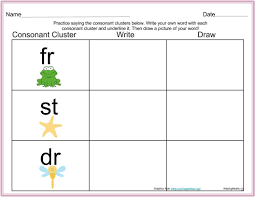 Digraph And Consonant Cluster Write And Draw Digraph Consonant Clusters Consonant