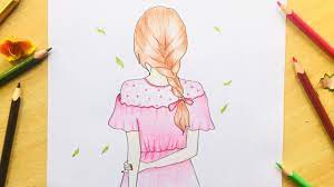 Fill them up with colors and give them as gifts on valentines day! How To Draw A Girl With Beautiful Dress For Beginners Colored Pencil Drawing Drawing Tutorial Youtube
