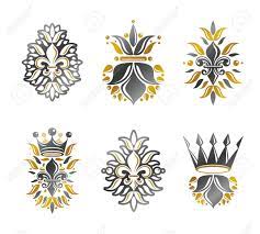 The coat of arms on an escutcheon forms the central element of the full heraldic achievement which in its. Lily Flowers Royal Symbols Floral And Crowns Emblems Set Royalty Free Cliparts Vectors And Stock Illustration Image 68945470