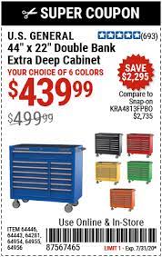 U S General Series 2 44 In X 22 In Double Bank Roller Cabinet For 439 99 Harbor Freight Tools Harbor Freight Coupon Roller