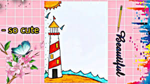 Drawing To Decorate Notebook Lighthouse تزيين دفاتر مدرسة من الداخل Cute Office Supplies Notebook