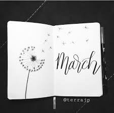Black And White Bullet Journal Theme March Terrajp Bullet Journal Cover Dandelions Theme Bujo Idea March Bullet Journal Bullet Journal Print Bullet Journal Ideas Pages