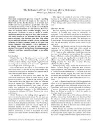 Check spelling or type a new query. Pdf The Influence Of Film Critics On Movie Outcomes