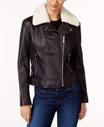 Michael Kors Michael Michael Kors Leather Shearling Collar Moto Jacket Michaelkors Cloth Jackets Shearling Collar Lambskin Leather Jacket Jackets
