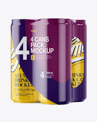 4 Glossy Cans In Shrink Wrap Mockup Half Side View In Can Mockups On Yellow Images Object Mockups In 2020 Mockup Free Psd Mockup Psd Free Psd Mockups Templates