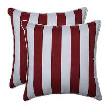 This outdoor accent pillow is sure to help you complete your patio set with all the comforts of home. Red Striped Outdoor Throw Pillows Set Of 2 Kirklands