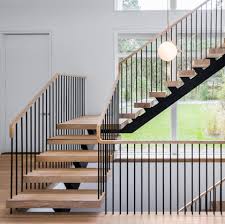 Stocking a vast range of wrought iron, metal and wooden stair spindles for your balustrade and balconies. Steel Spindle Railing On Floating Stairs Hamptons Ny Keuka Studios