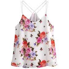 White floral pattern tank crop. Floral Casual Sleeveless Crop Tank Top Liked On Polyvore Featuring Tops Tanks Sleeveless Tank Sleevele White Crop Top Tank White Crop Tank Crop Tops Women