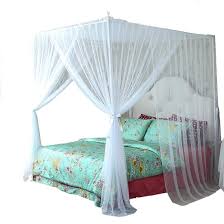 The cost of these queen size canopy bed frames is major merit because they come with low price tags despite their abundant benefits. Amazon Com Mengersi 4 Corner Bed Canopy Curtain Bed Frame Draperies Bedroom Decoration Queen White Home Kitchen