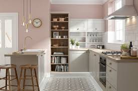 Dark grey blue kitchen pantry cupboard. Shaker Kitchen In Fossil Grey Wren Kitchens