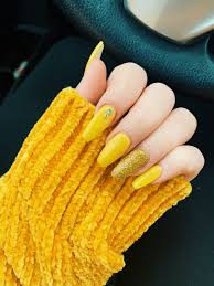 11 yellow acrylic glam nails. Yellow Gold Glitter Coffin Nails Yellow Nails Design Gold Acrylic Nails Yellow Nails