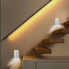 Outlet Wall Plate With Led Night Lights No Batteries Or Wires Led Night Light Plates On Wall Sensor Night Lights