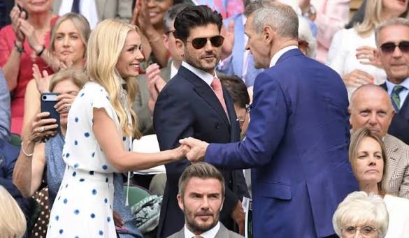 David Beckham and Katherine Jenkins have been seated just inches apart in the Wimbledon Royal Box, nine years after his furious emails about her drug use were leaked 😳 The Welsh singer