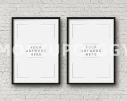 A3 A1 Set Of Two Vertical Digital Black Frame Mockup Styled Photography Poster Mockup White Brick Background Psd Mockup Template Poster Mockup Mockup Free Psd