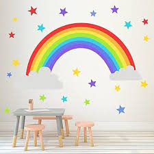 The wall stickers for kids room are also available in 3d frames to create an incredible impression of wall decorations. 9 59 Rainbow Star Wall Sticks Kindergarten Bedroom Living Room Children S Room Self Sticking Paper Wallpaper Decorative Wall Stickers Plane Wall Stickers S Rainbow Room Kids Kids Room Wall Stickers Rainbow Wall