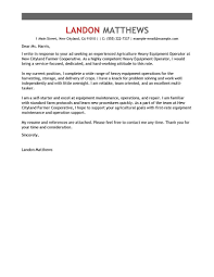 heavy equipment operator cover letter