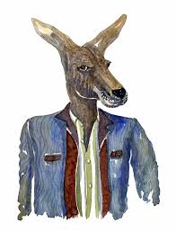 Kangaroo Man Art By Frits Ahlefeldt My Watercolors Of Animals In Clothes Collection Kangaroo Portrait Watercolour Animal Fashion Clothes Australia