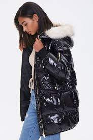 Faux Patent Leather Puffer Jacket Forever 21 Leather Puffer Jacket Jackets Puffer