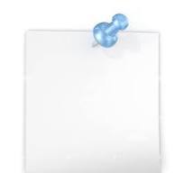 White sticky note with Blue semi transparent plastic Push ...
