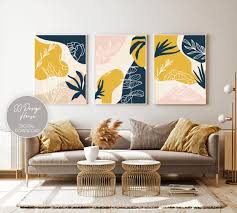Modern wall art for living room redecorating pictures to draw. Modern Home Decor Wall Decor Living Room Yellow Wall Art Etsy