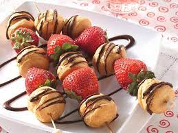Strawberry Cream Puff Kabobs Recipe Cream Puffs Strawberry Cream Puffs Strawberries And Cream