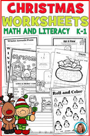 Christmas Math And Literacy Worksheets Kindergarten And First Grade Kindergarten Literacy Worksheets Kindergarten Worksheets Literacy Worksheets