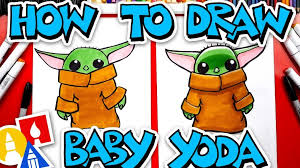 How To Draw Baby Yoda From The Mandalorian Art For Kids Hub Art For Kids Hub Yoda Drawing Baby Drawing