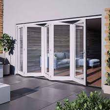 Jeldwen Bedgebury White 5 0 Folding Patio Doorset Clear Double Glazing Fully Finished Patio Deuren Vouwdeuren Kantoor Aan Huis