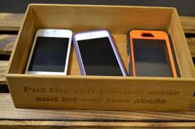 Phone Drop Box Bamboo No Cell Phone Zone Unplug Connect Box Phone Box Charging Station Box Phone Table