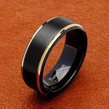 100s Jewelry Tungsten Rings For Men Two Tone Black Gold Wedding Band Center Brushed Engagement Size 6 16 Tungsten Mens Rings Mens Gold Wedding Band Mens Wedding Bands Tungsten