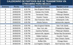 Atlanta falcons y new orleans el calendario de la temporada regular consta de 17 semanas, donde los juegos son celebrados los días lunes (monday night football), jueves y los. Equipos De La Nfl Transmitiran Sus Juegos En Mexico