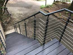 How would the ultimate prefab stairs for your patio or deck look? Prova 1 5 In X 6 5 Ft Anthracite Painted Lowes Com In 2021 Exterior Stair Railing Iron Railings Outdoor Modern Stair Railing