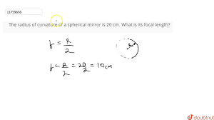 The Radius Of Curvature Of A Spherical Mirror Is 20 Cm What Is Its Focal Length Youtube