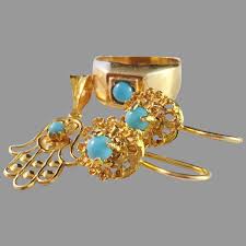 21k gold and turquoise set italy luca