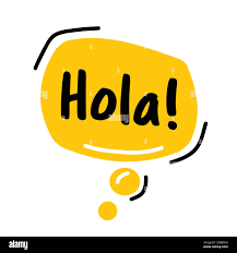Hello, in Spain language, Hola. Speech Bubble. Hand drawn doodle speech  bubbles. Bright yellow thought bubbles. Vector illustration doodle style  Stock Vector Image & Art - Alamy
