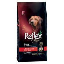 reflex plus orta buyuk irklar icin kuzulu ve pirincli yasli kopek mamasi bira mayasi kopek seker pancari